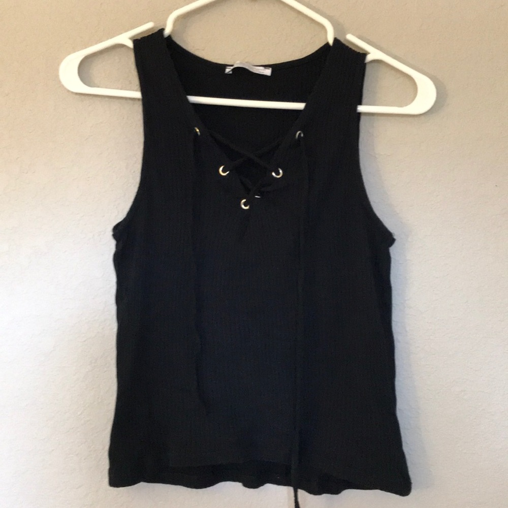 Zara Lace up Top Black